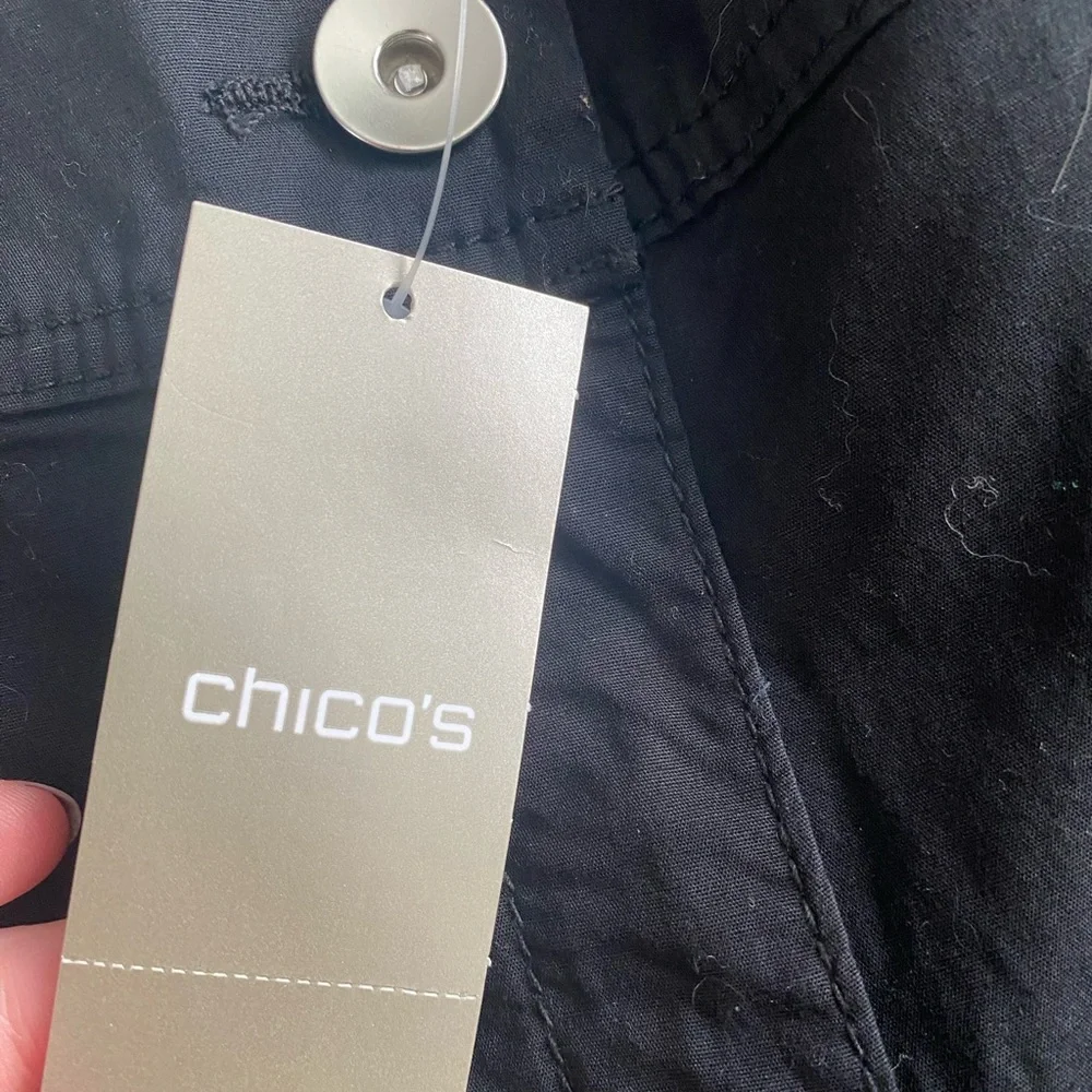Chico's Black Capris with Button Detail - Picture 3 of 6